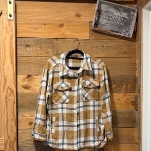Plaid Women's Sweater - Tan and White